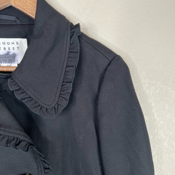 Kate Spade Broome Street Women's Button Front‎ Jacket Long Sleeve Black Pea 6 - Picture 4 of 10